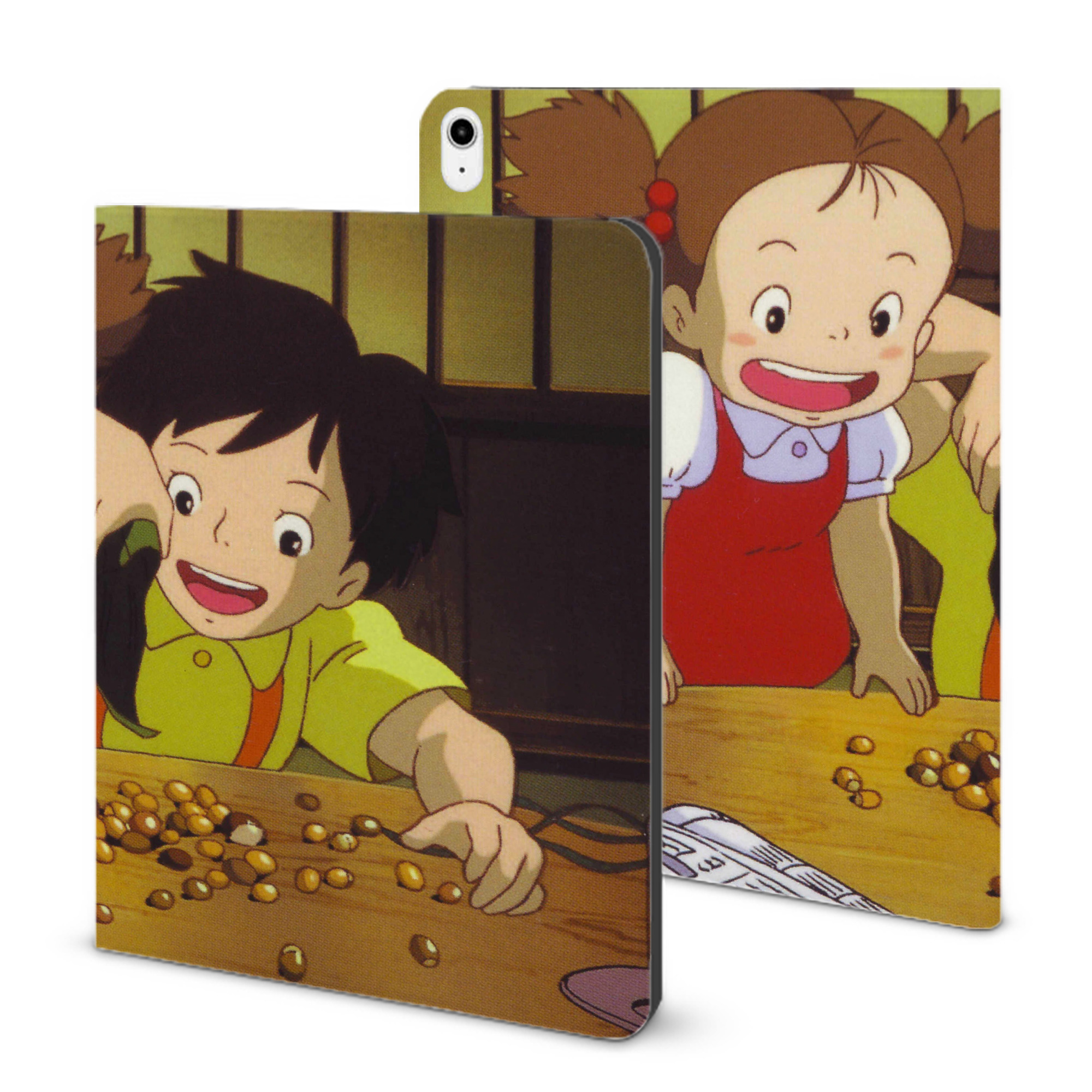 （画像用） となりのトトロ 草壁メイ 草壁サツキ My Neighbor Totoro Satsuki Kusakabe Mei Kusakabe IPadケース ペンホルダー付き ブックスタイルデザイン